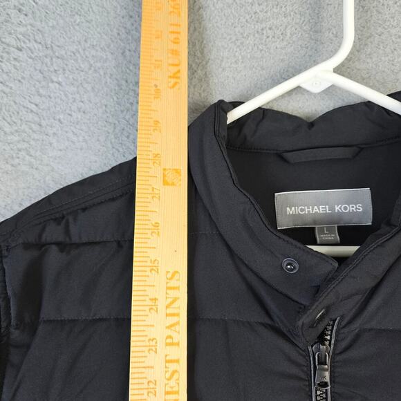 Michael Kors Puffer Down Jacket Men's Large Full Zip Pockets Winter Warm Black - Picture 8 of 10